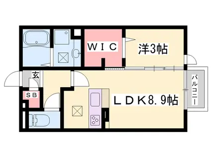 ルクプルF2(1LDK/1階)の間取り写真