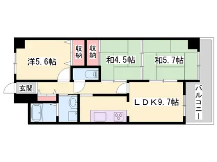 ライオンズマンション姫路西今宿(3LDK/1階)の間取り写真