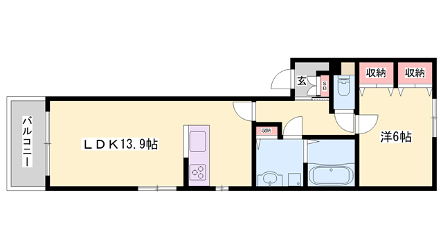 タカラホーム(1LDK/1階)の間取り写真