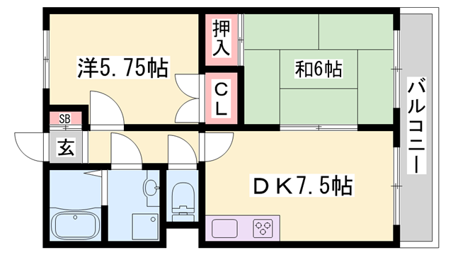 アメニティ中田3(2DK/2階)の間取り写真