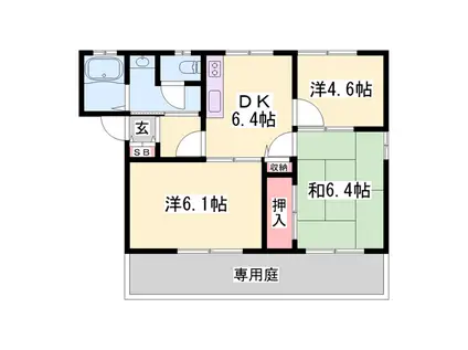 ヴィラ・シャンピニヨン2F(3DK/1階)の間取り写真