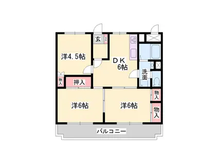 サンファミール西庄(3DK/2階)の間取り写真
