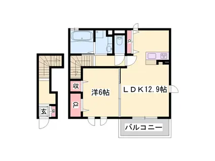 ユウハイツGⅡ(1LDK/2階)の間取り写真