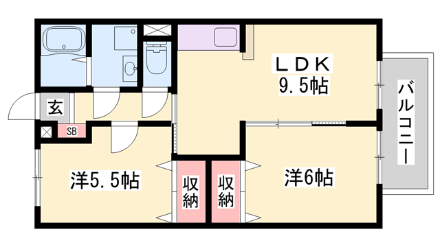 ピッケル加佐(2LDK/1階)の間取り写真