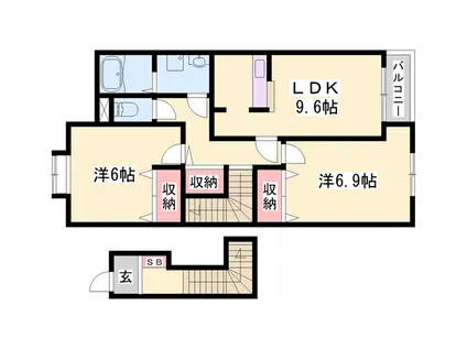 ヴィアレジデンス2(2DK/2階)の間取り写真