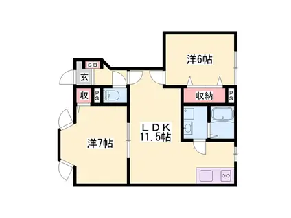カーペンターⅡ(2LDK/1階)の間取り写真