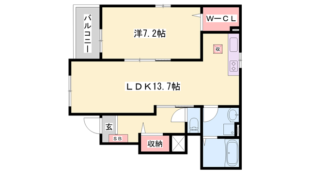 ブライトボナール(1LDK/1階)の間取り写真