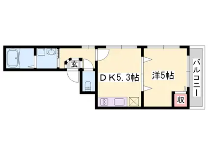 ULTYPURE(1DK/4階)の間取り写真