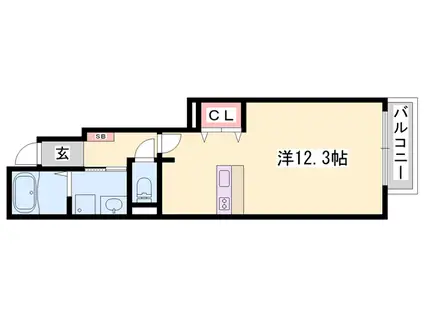 エレガンス・ヴィラB(ワンルーム/1階)の間取り写真