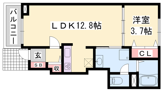 プリムローズガーデン(1LDK/1階)の間取り写真