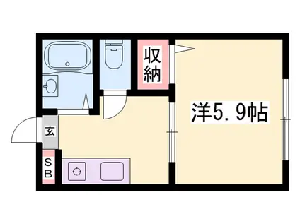 カンパーニュ森本2(1K/1階)の間取り写真