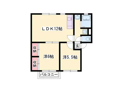 ショウナンC(2LDK/2階)の間取り写真