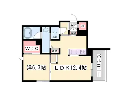 シャーメゾン・A-COOL(1LDK/1階)の間取り写真