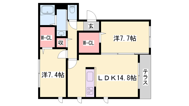 ラヴィ アンソレイエ(2LDK/3階)の間取り写真