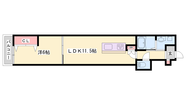 コティ姫路(1LDK/2階)の間取り写真