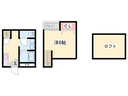 THE CITY姫路獨協大学前(1K/2階)の間取り写真