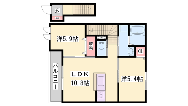 レガート1(2LDK/2階)の間取り写真