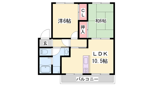 カサデモリ(2LDK/1階)の間取り写真