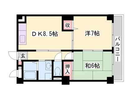 ピュア・エレガンス(2DK/1階)の間取り写真