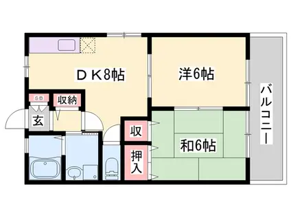 グランパーチェ白浜(2DK/1階)の間取り写真