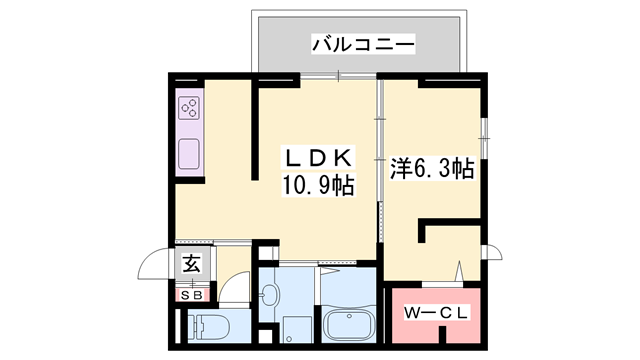 D-PLACE駅南大路(1LDK/2階)の間取り写真