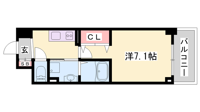 MISTRAL姫路駅前Ⅶ高尾町(1K/2階)の間取り写真