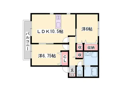 サンビレッジ瑞景(2LDK/2階)の間取り写真
