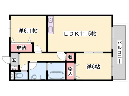 コンフォール清水(2LDK/1階)の間取り写真