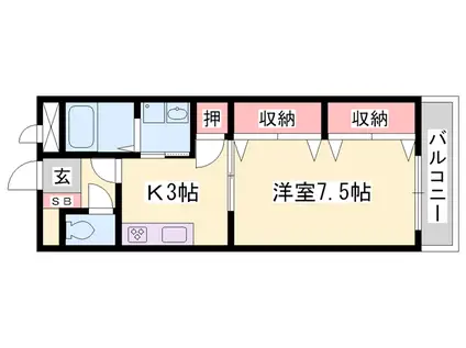 ヴァン ヴェール(1K/1階)の間取り写真