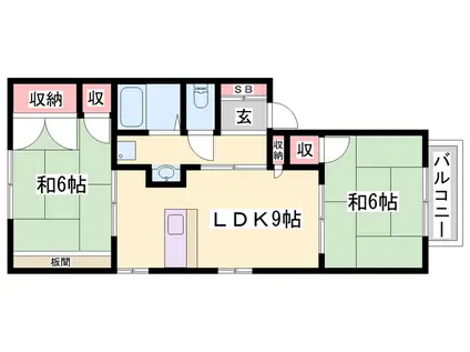 ハイライフ小松原1(2LDK/2階)の間取り写真