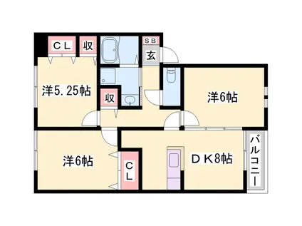 アーバンコートⅢ(3DK/2階)の間取り写真