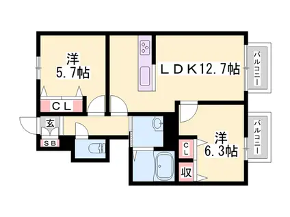 MASTCOURT加古川南(2LDK/1階)の間取り写真