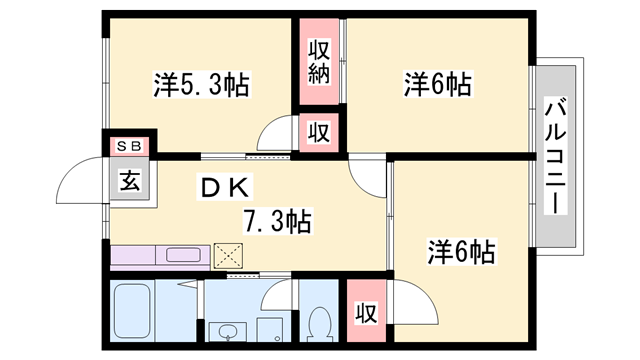 オートハイツⅡ(3DK/2階)の間取り写真