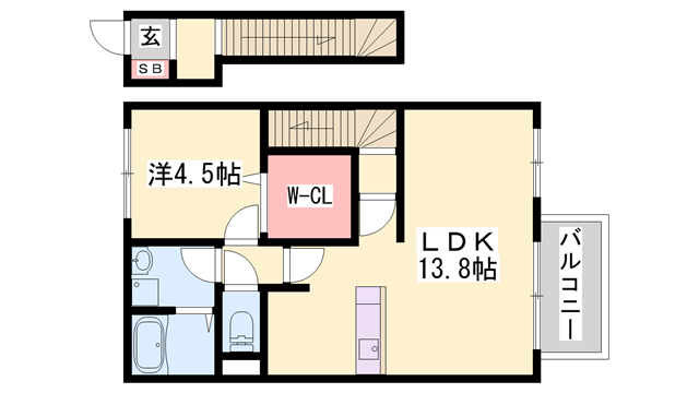 メゾンドハーモニー(1LDK/2階)の間取り写真
