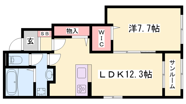ハウオリエルア(1LDK/1階)の間取り写真