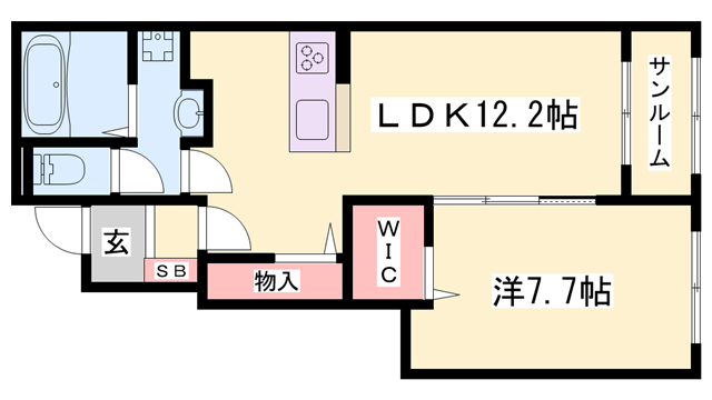 フクダ パーク サイドⅠ(1LDK/1階)の間取り写真