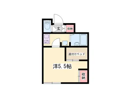 シンシア米田(1K/1階)の間取り写真