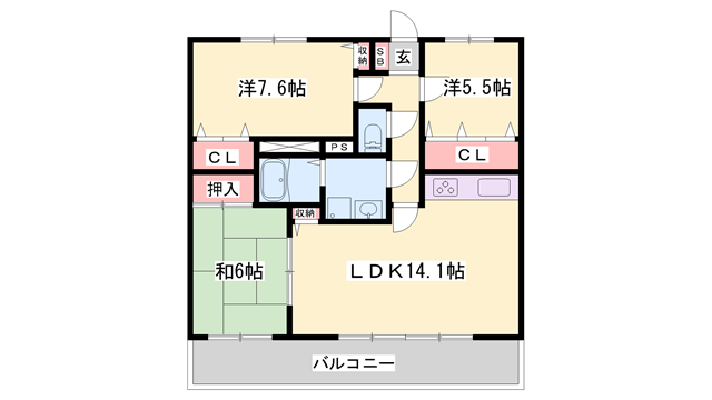 グランベール蒲田(3LDK/3階)の間取り写真