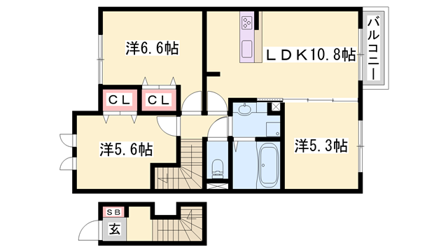 リュミエールM&Y B棟(3LDK/2階)の間取り写真