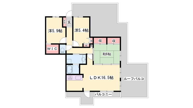 ネオステージ今宿(3LDK/9階)の間取り写真