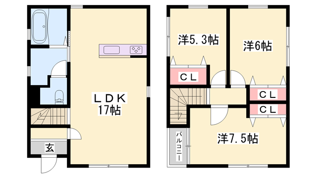 姫新線 播磨高岡駅 徒歩4分 2階建 築13年(3LDK)の間取り写真