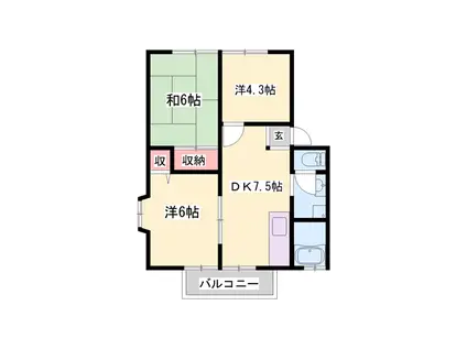 ファミールY A棟(3LDK/2階)の間取り写真