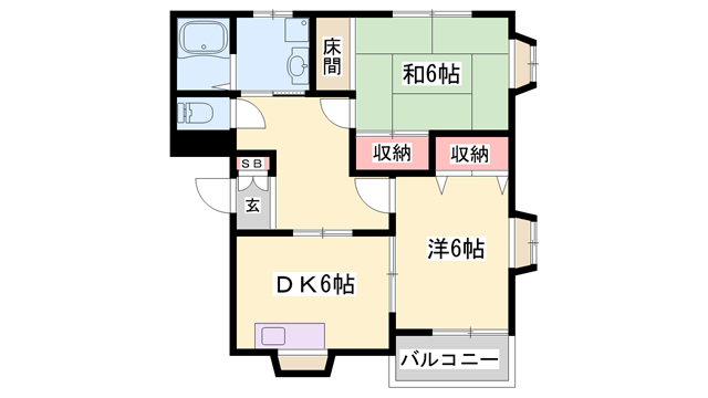 レイクパル2(2DK/1階)の間取り写真