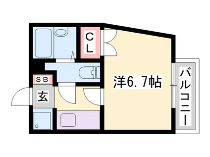 ジュネス白国(1K/3階)の間取り写真