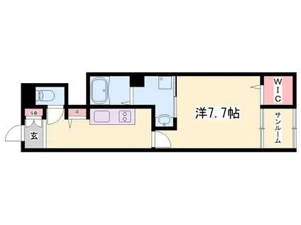 プラシード(1K/1階)の間取り写真