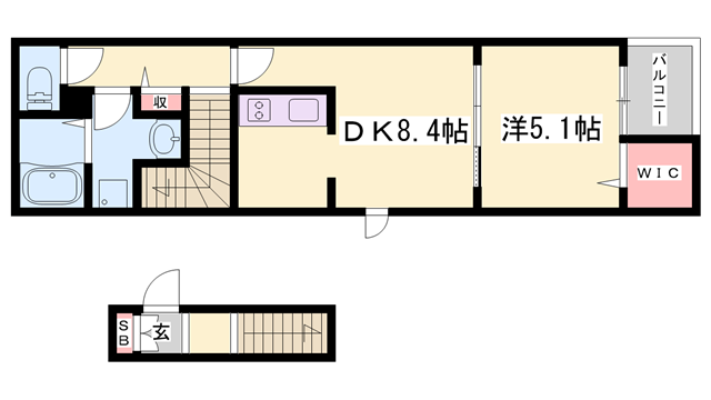プラシード(1DK/2階)の間取り写真