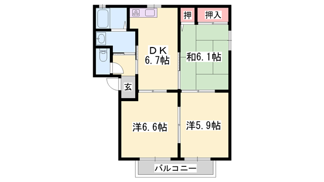 メイプルタウン2(3DK/1階)の間取り写真