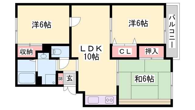 ヴァンベールCASA(3LDK/2階)の間取り写真