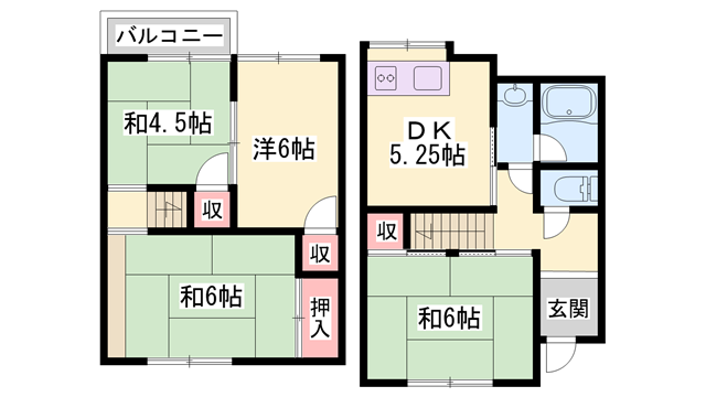 加古川ヤングハイツ(4DK/1階)の間取り写真