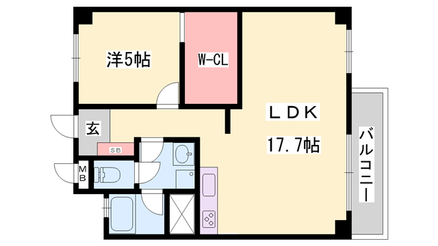 ビラ土山(1LDK/3階)の間取り写真